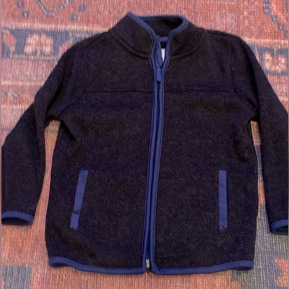 Dark gray and blue zip up jacket. Old Navy